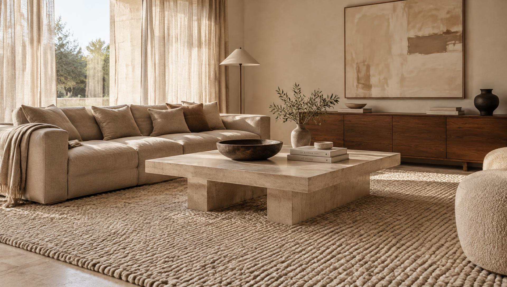 Living elegant cu un covor premium